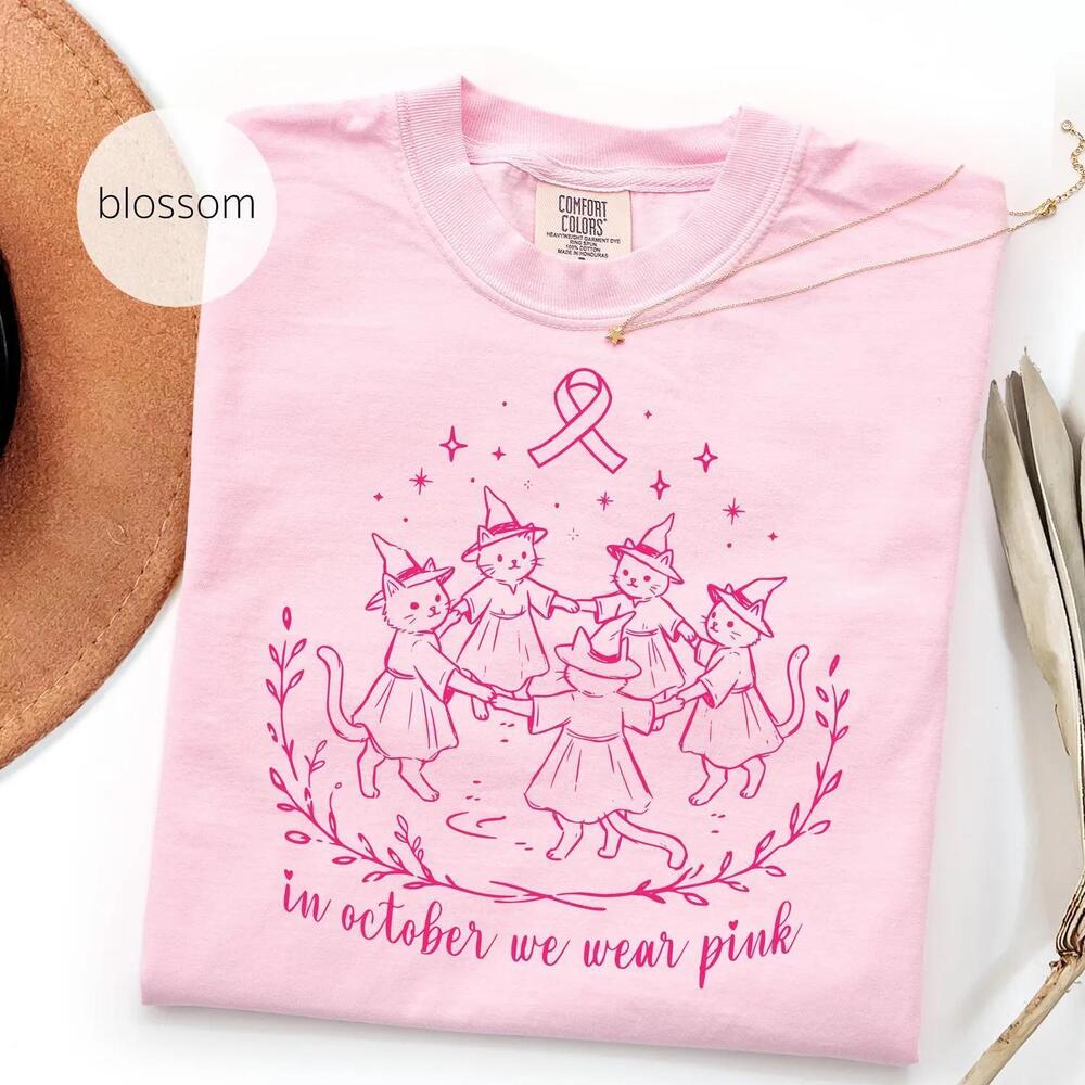In October We Wear T-Shirt Witch Cat Halloween